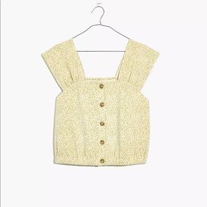 NWT Madewell floral jacquard button front top